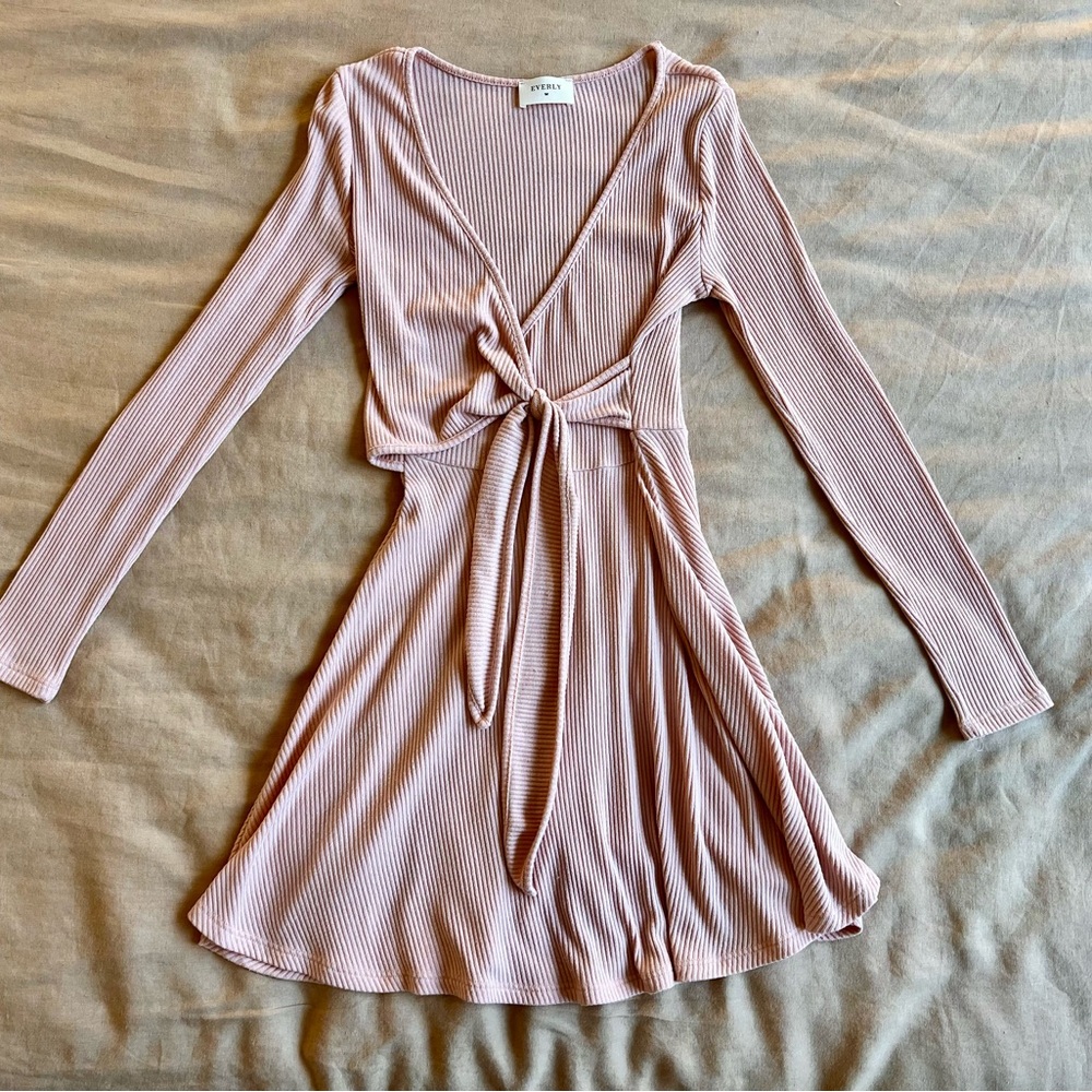 Blush knit wrap dress